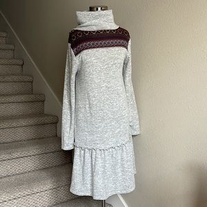 Anthropologie THML Sz M Nordic Fair Aisle Printed Sweater Dress